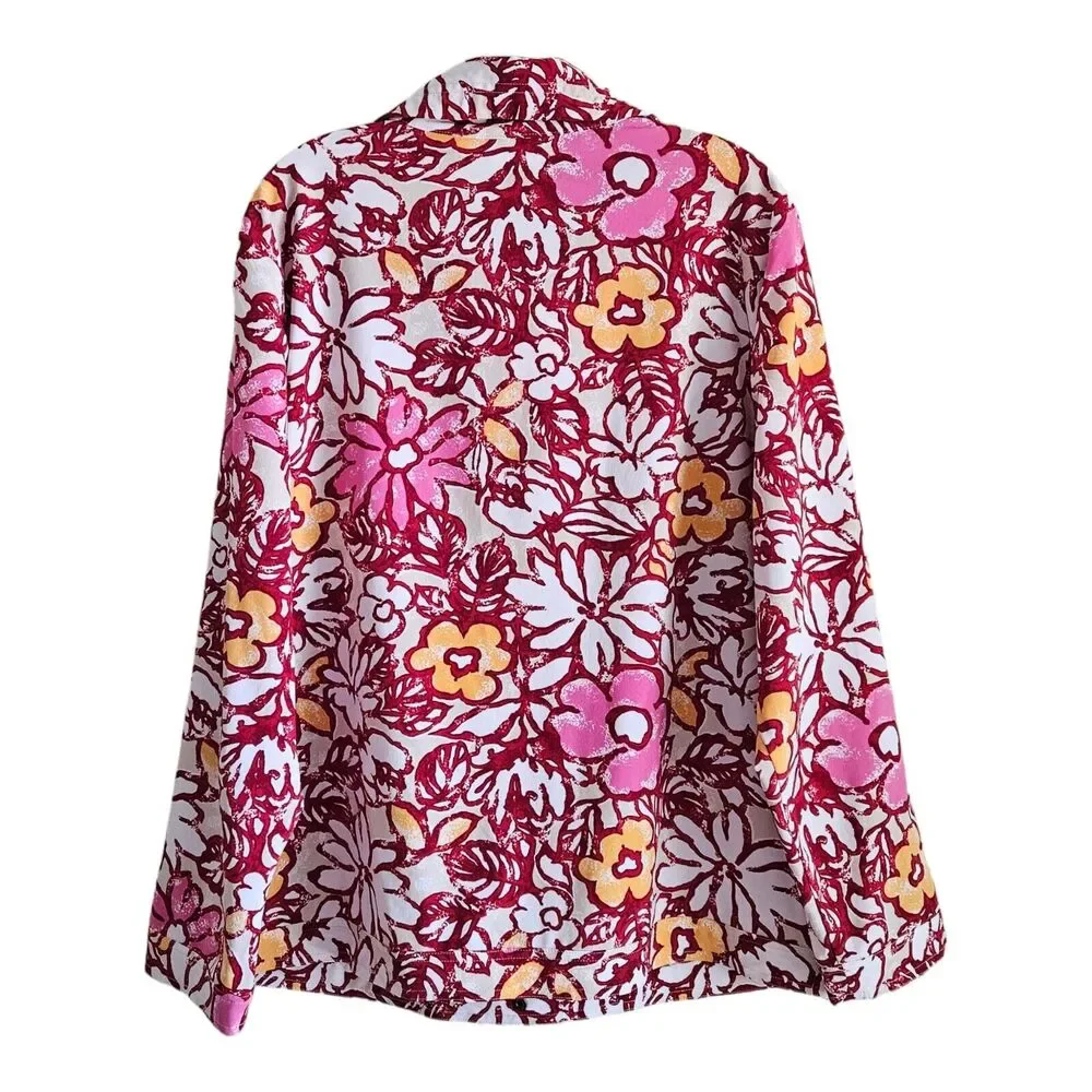 CHICO'S ZENERGY 3 Women's 16 XL Jacket Full Zip & Snaps Floral Red Quick Dry 44